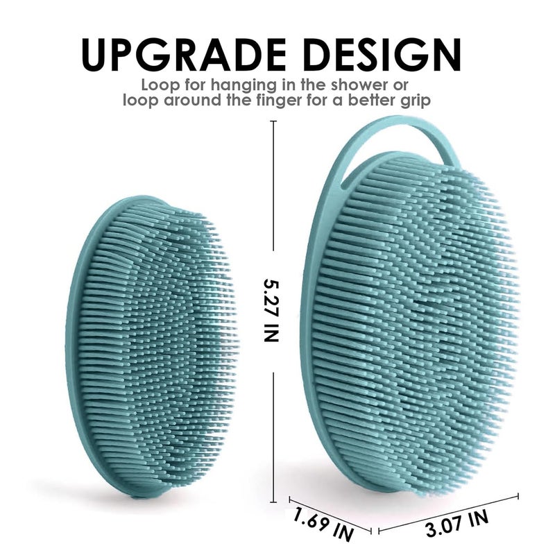 RamPula Silicone Body Scrubber – Dual-Sided Silicone Loofah for Shower, Set of 2 Soft Exfoliating Body Bath Shower Scrubber Loofah Brush Easy-to-Clean for Sensitive Kids Women Men All Kinds of Skin - Image 3